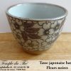 Tasse basse en céramique du Japon modèle fleurs noires 10 cl