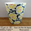 Tasse à thé fine japonaise 30 cl fleurs jaunes