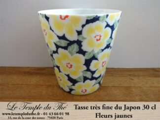Tasse à thé fine japonaise 30 cl fleurs jaunes