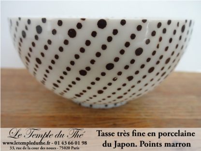 Tasse en porcelaine très fine du Japon modèle points marrons