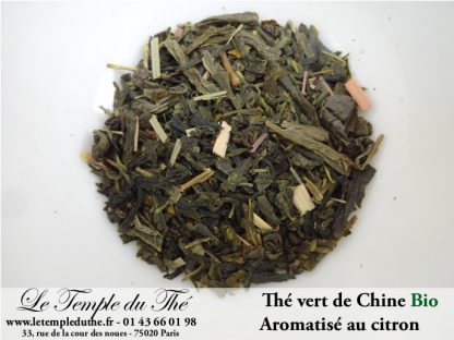 Thé vert de Chine aromatisé citron et citronnelle. BIO