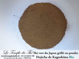 Thé vert du Japon grillé en poudre. Boîte de 30 g de Kagoshima BIO
