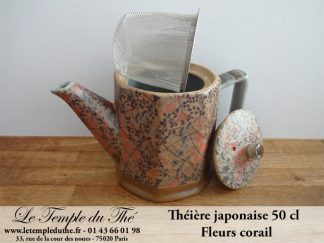 Théière japonaise 50 cl fleurs corail