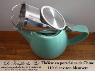 Théière en porcelaine de Chine 110 cl bleu/vert