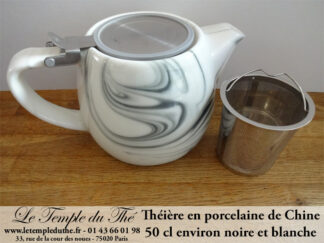 Théière en porcelaine de Chine 50 cl noire et blanche