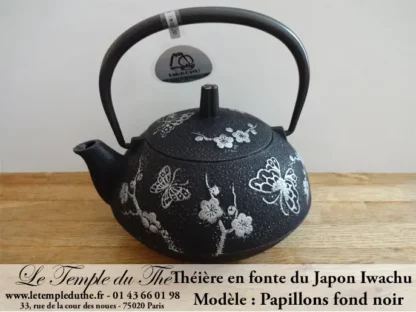 Théière en fonte du Japon Iwachu papillons