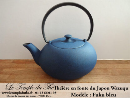 Théière en fonte du Japon WAZUQU modèle Fuku bleu 055 L – Image 5