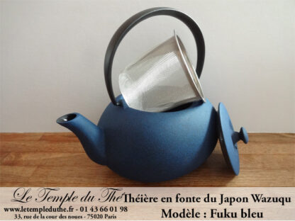 Théière en fonte du Japon WAZUQU modèle Fuku bleu 055 L