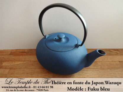 Théière en fonte du Japon WAZUQU modèle Fuku bleu 055 L – Image 4