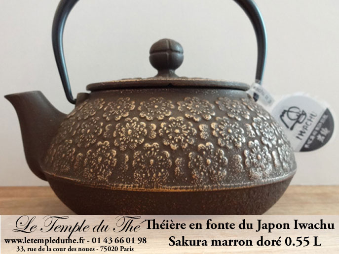 Théière en fonte du Japon Sakura marron doré 0.55 L