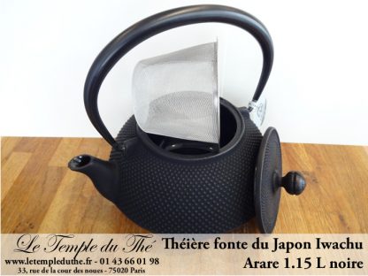 Théière Iwachu 1.15 L noire Théière en fonte arare Théière du Japon