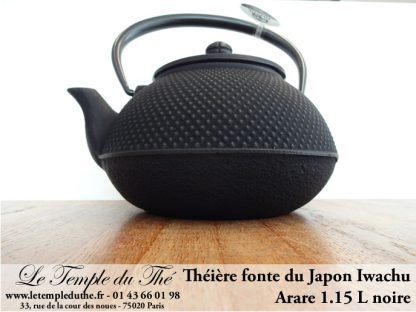 Théière Iwachu 1.15 L noire Théière en fonte arare Théière du Japon