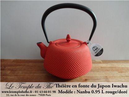 Théière en fonte du Japon Iwachu Nanbu Arare rouge doré 0.95 L