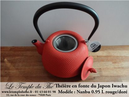 Théière en fonte du Japon Iwachu Nanbu Arare rouge doré 0.95 L