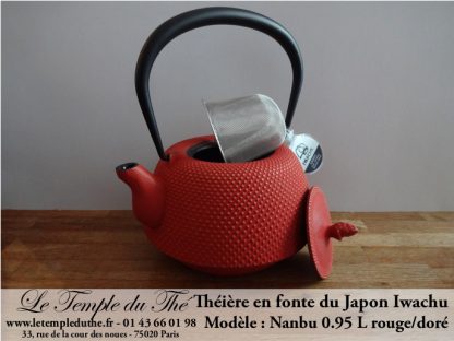 Théière en fonte du Japon Iwachu Nanbu Arare rouge doré 0.95 L