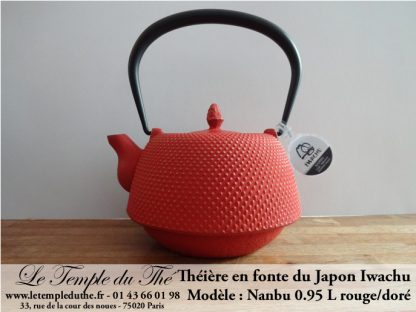 Théière en fonte du Japon Iwachu Nanbu Arare rouge doré 0.95 L