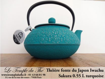 Théière en fonte du Japon IWACHU modèle Sakura turquoise