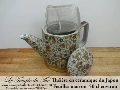 Théière japonaise 0.50 L feuilles marron – Image 3