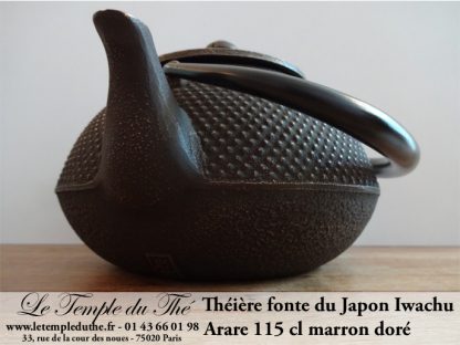 Théière en fonte Arare IWACHU du Japon 1.15 L marron doré