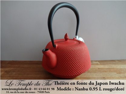 Théière en fonte du Japon Iwachu Nanbu Arare rouge doré 0.95 L