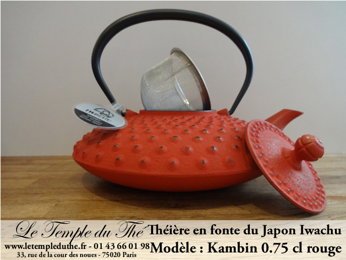 Théière japonnaise en fonte Kanbin rouge 1,2L