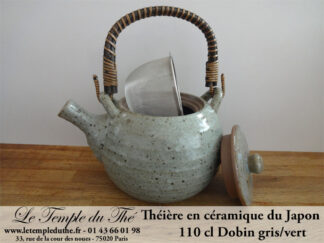 Théière en céramique du Japon Dobin gris/vert 110 cl