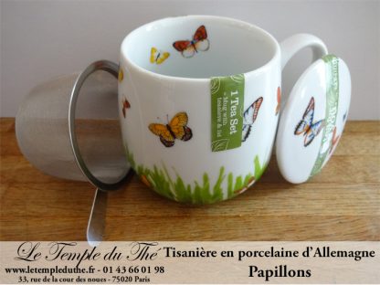 Tisanière en porcelaine d’Allemagne Papillons