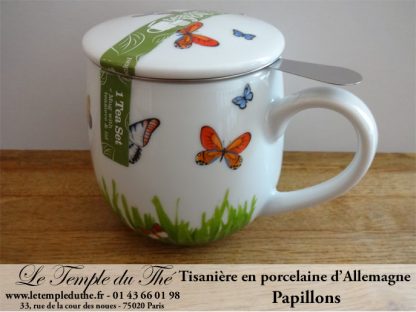 Tisanière en porcelaine d’Allemagne Papillons