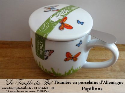 Tisanière en porcelaine d’Allemagne Papillons