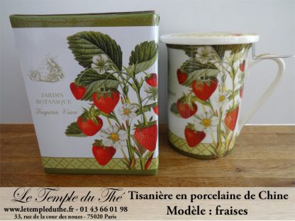 Tisanière en porcelaine de Chine modèle : fraises