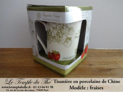 Tisanière en porcelaine de Chine modèle : fraises