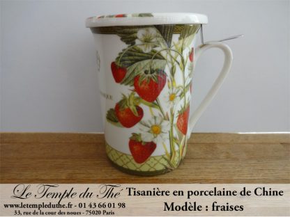 Tisanière en porcelaine de Chine modèle : fraises