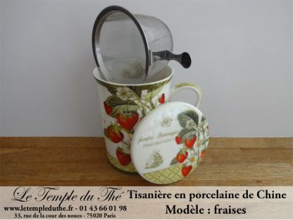 Tisanière en porcelaine de Chine modèle : fraises