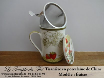 Tisanière en porcelaine de Chine modèle : fraises