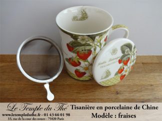 Tisanière en porcelaine de Chine modèle : fraises