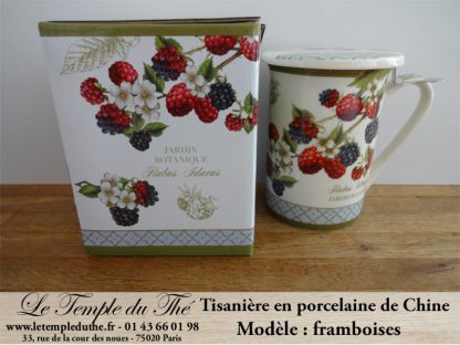 Tisanière en porcelaine de Chine modèle : framboises