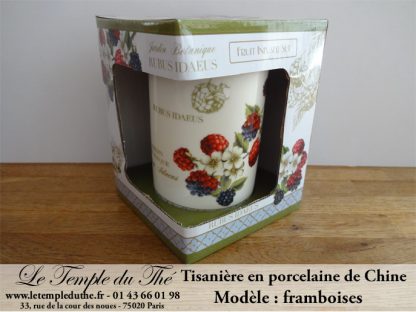 Tisanière en porcelaine de Chine modèle : framboises