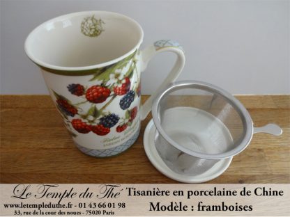 Tisanière en porcelaine de Chine modèle : framboises