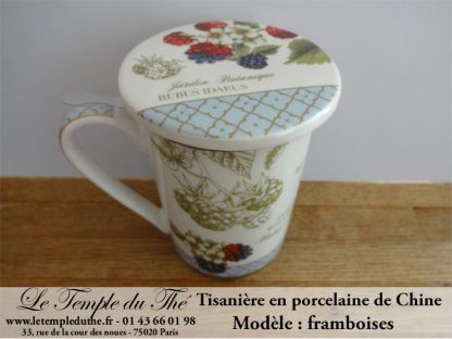 Tisanière en porcelaine de Chine modèle : framboises