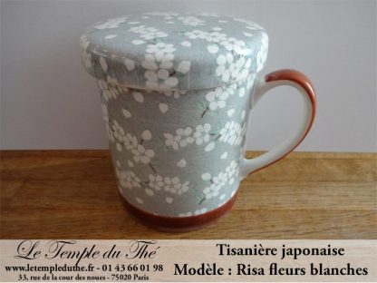 Tisanière en porcelaine du Japon Risa fleurs blanches