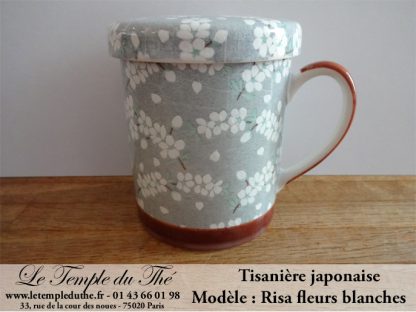 Tisanière en porcelaine du Japon Risa fleurs blanches